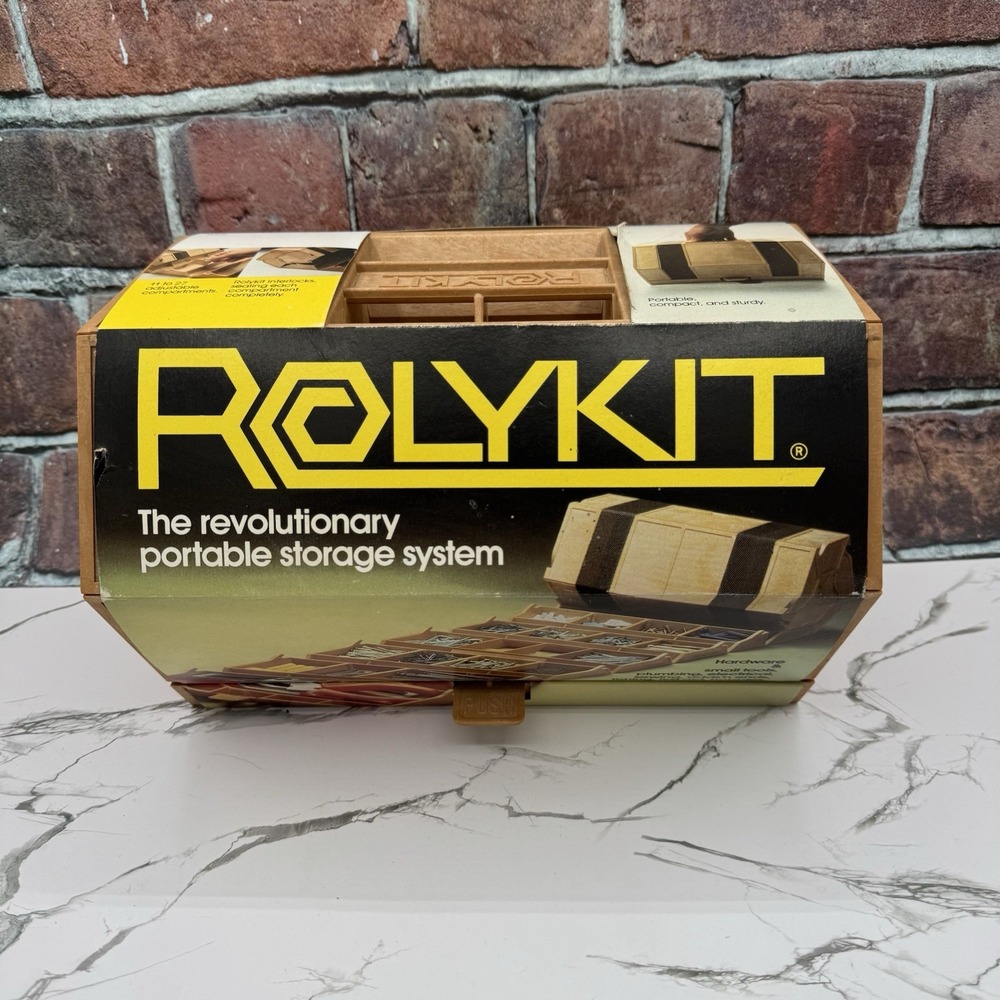 ROLYKIT Storage System Organizer Box Beige Brown Sewing Crafts Tools Vintage 70s